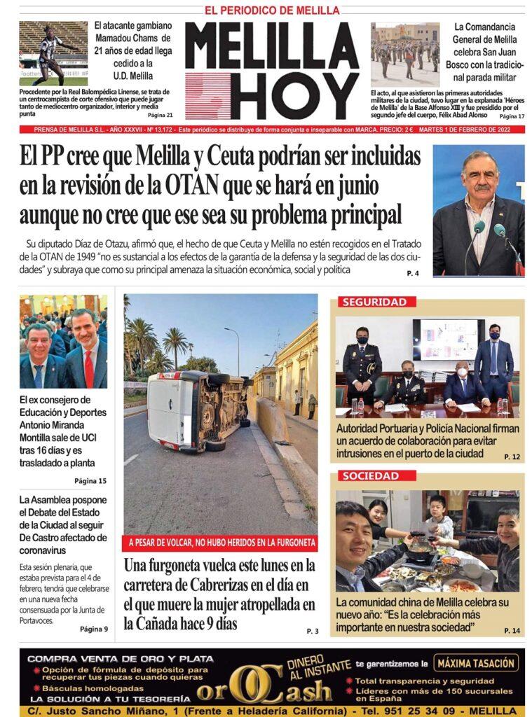 Consulte La Portada De Melilla Hoy Del Martes De Febrero De