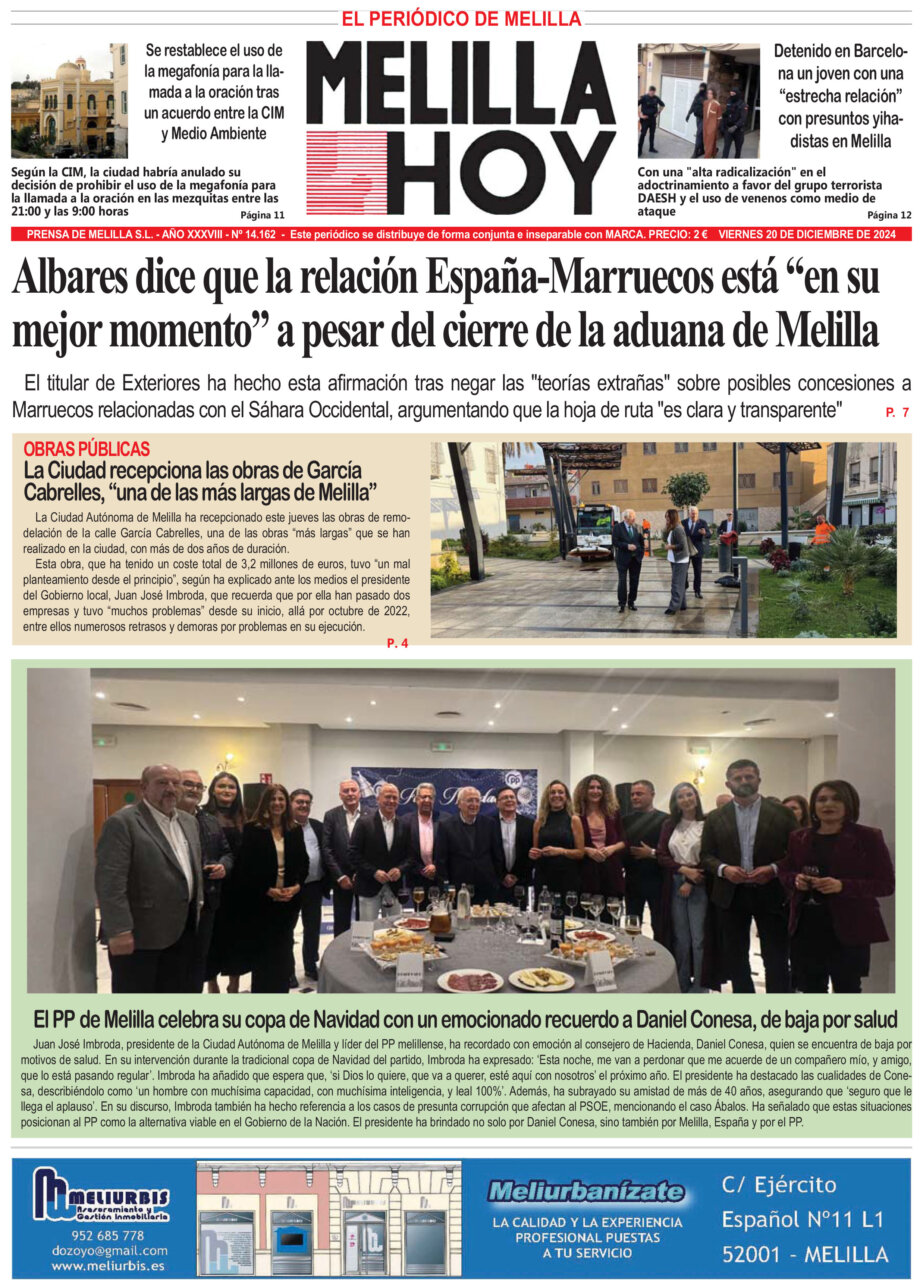 Consulte La Portada De Melilla Hoy Del Del Viernes De Diciembre De