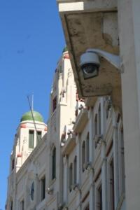 Una cámara de vigilancia, en el Palacio de la Asamblea