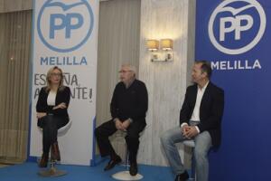 María del Carmen Dueñas, Juan José Imbroda y Miguel Marín, ayer en el acto del PP de cara al 18º Congreso Nacional