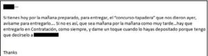 Correo de un empresario de Himosa a otro de la misma empresa sobre un concurso público