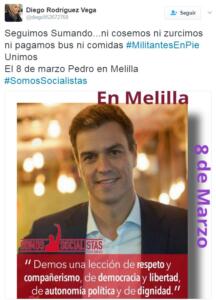 Este es el cartel con el que anuncian su llegada a Melilla el 8