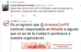 La agrupación melillense usó la red social de Twitter para mostrar su postura