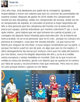 Abdeselam lamentó la falta de reconocimiento de la Ciudad