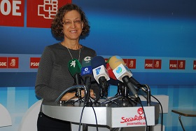 La portavoz del PSOE, Gloria Rojas, en una rueda de prensa