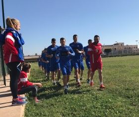 Los jugadores realizaron algo de carrera continua por las instalaciones del centro militar