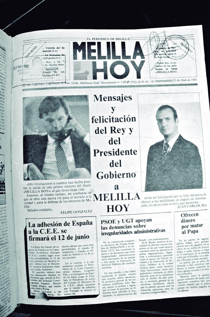 El ejemplar número 1 de la historia de MELILLA HOY publicado el 21 de abril de 1985