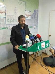 Mustafa Aberchán, líder de CPM, ayer en rueda de prensa