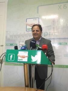 El diputado de CPM, Hassan Mohatar, ayer en rueda de prensa