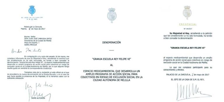 Las tres páginas enviadas por la Casa de Su Majestad el Rey al presidente Imbroda y en la que se ve que fue remitida el 5 de mayo