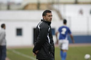 El entrenador de Andújar, en el Estadio Álvarez Claro, en la temporada 2011-12, cuando ascendió al Real Jaén a Segunda División A