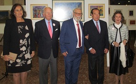 Pepe Gámez (centro) junto a Curro Romero, Carmen Tello y los Condes de Peñaflor