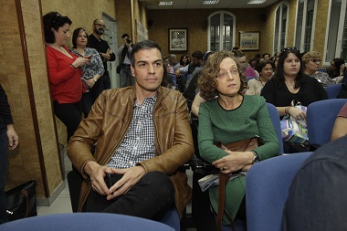Pedro Sánchez, en su última visita a Melilla, junto a Gloria Rojas, el pasado mes de marzo