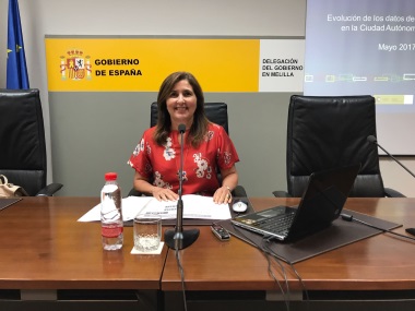Esther Azancot, ayer en rueda de prensa presentando los datos del paro en Melilla de mayo’17
