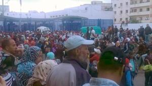 Imagen de la protesta ayer en el lado marroquí de la frontera