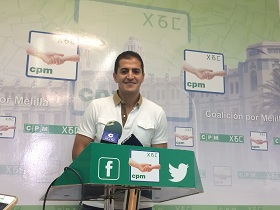 El diputado de Coalición por Melilla (CPM) Rachid Bussián, ayer en rueda de prensa