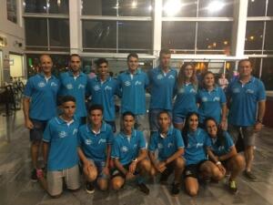 Expedición de la Territorial Melillense, compuesta por los triatletas absolutos y de edad escolar