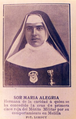 Durante la Campaña de 1909, estas monjas se hicieron cargo de la atención de los heridos en el Hospital Militar de Melilla la Vieja,