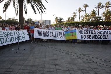 En la imagen, una manifestación del año pasado para protestar por la prohibición de la entrada de borregos desde Marruecos a Melilla