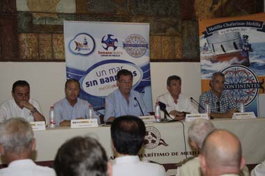 Momento de la presentación de la XXI Semana Náutica Ciudad de Melilla, celebrada ayer en los salones del Club Marítimo