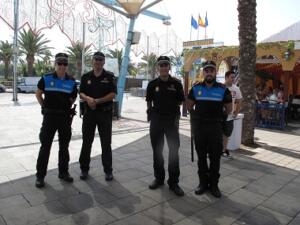 Agentes de la Policía Local, durante las pasadas Fiestas Patronales en el recinto ferial