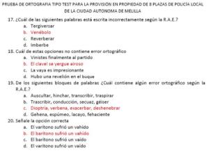 Cuatro de las 40 preguntas del examen de ortografía, realizado el 30 de junio en la UNED