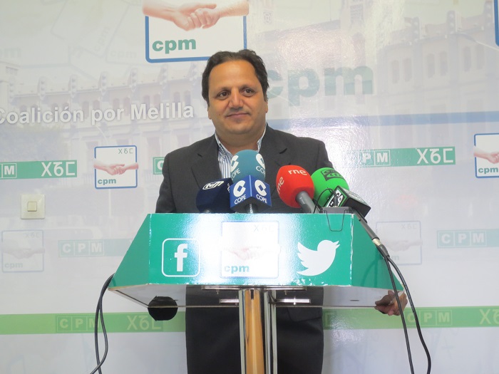El portavoz de CPM, Hassan Mohatar, ayer en rueda de prensa