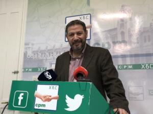 El presidente de Coalición por Melilla (CPM), Mustafa Aberchán, en rueda de prensa