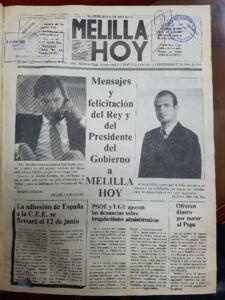 El primer ejemplar de MELILLA HOY el 21-4-1985