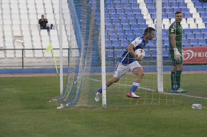 Nacho Aznar, tras marcar un gol en la primera vuelta, en el partido que enfrentó al Melilla ante el Marbella