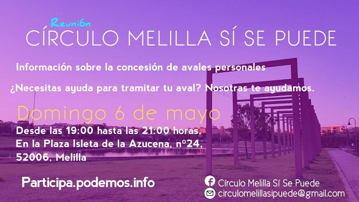 Cartel de la reunión de Podemos el próximo domingo 6
