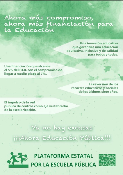 Cartel de la Plataforma Estatal por la Escuela Pública llamando a la movilización