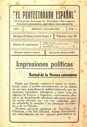 Imagen del fondo bibliográfico del mes ‘El protectorado Español’
