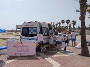 Ambulancia que funcionó como punto de encuentro