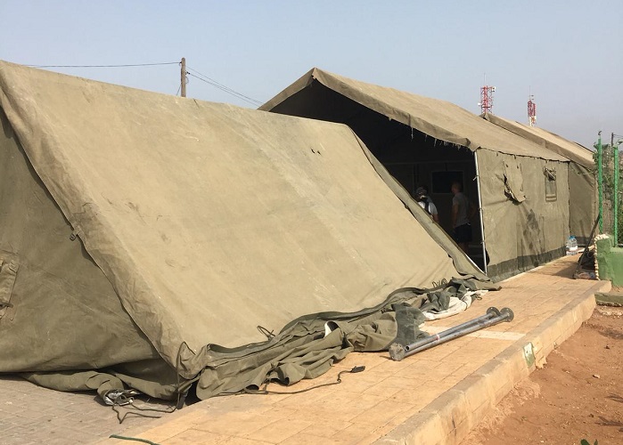 Las tiendas de campaña militares donde estarán unos 120 MENA
