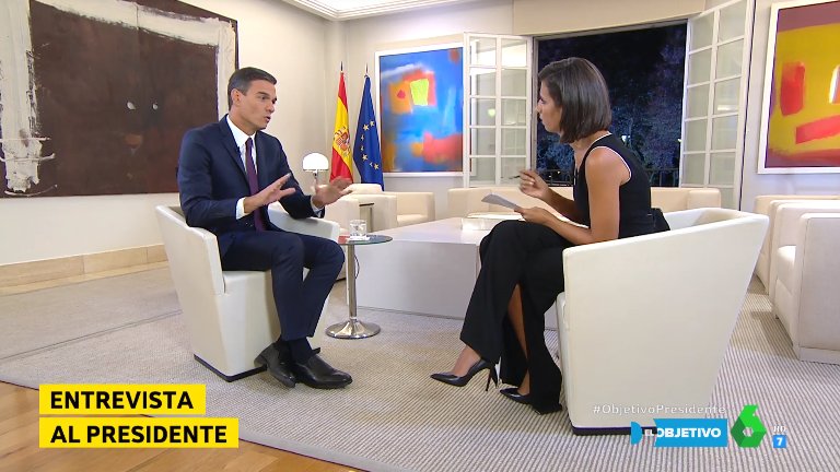 Pedro Sánchez anoche en la entrevista de “El Objetivo”