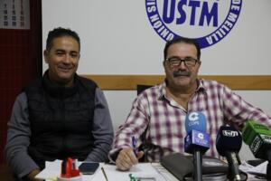 Los responsables de USTM, durante la rueda de prensa