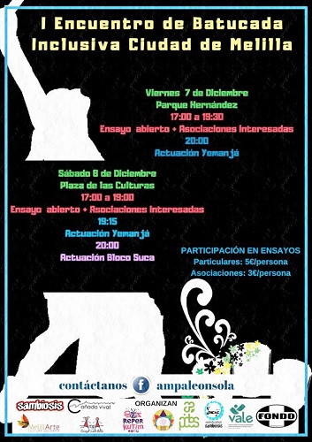 Cartel del I Encuentro de Batucada Inclusiva de Melilla para los días 7 y 8 de diciembre