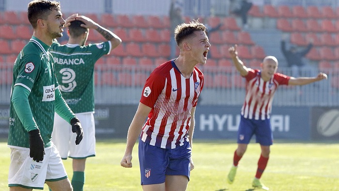 Borja Garcés, celebrando su segundo gol con el filial