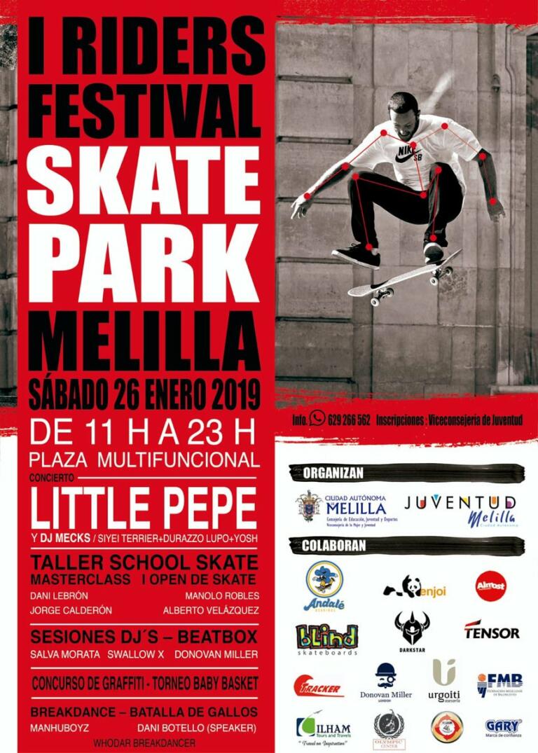 Cartel promocional del I Riders Festival Skate Park Melilla