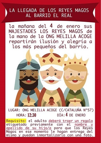 Cartel de la llegada de los Reyes Magos a Melilla Acoge