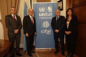 Las autoridades de Melilla, Málaga y CIFAL en el acto de ayer en Málaga