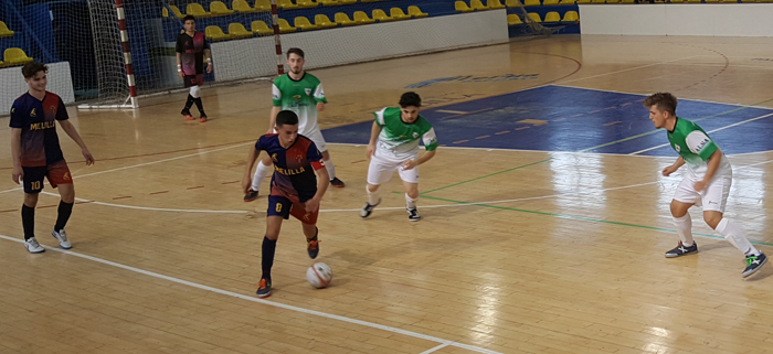 Instante del partido entre la Peña Barcelonista y el Futsal Alhendín, esta semana pasada