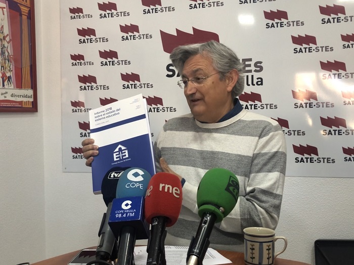 José Luis López, integrante del Secretariado de SATE-STEs, ayer en rueda de prensa