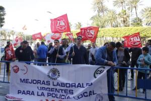 Acto de protesta de ayer de la Plataforma Sindicalista de Policías Locales
