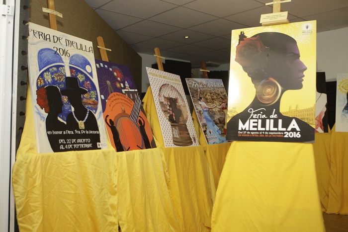 Imagen de algunos de los carteles para la feria de Melilla que se presentaron en el año 2016