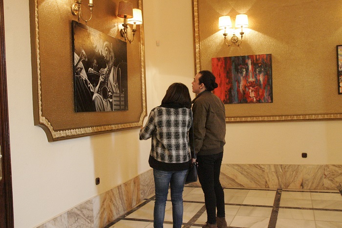 Obras de la muestra expuesta en el Casino Militar de Melilla.