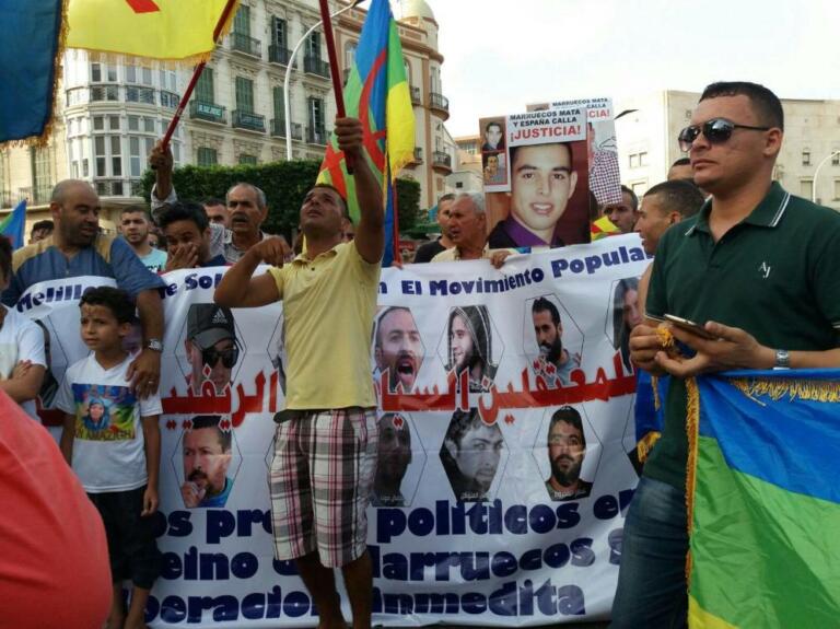 Una protesta que tuvo lugar en Melilla contra la detención de los líderes rifeños