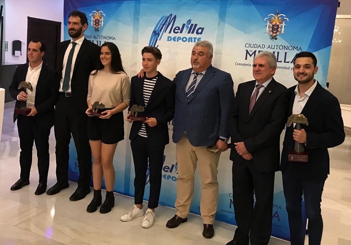 El presidente de la Federación Española de Baloncesto acudió a la gala para estar con los premiados del basket melillense