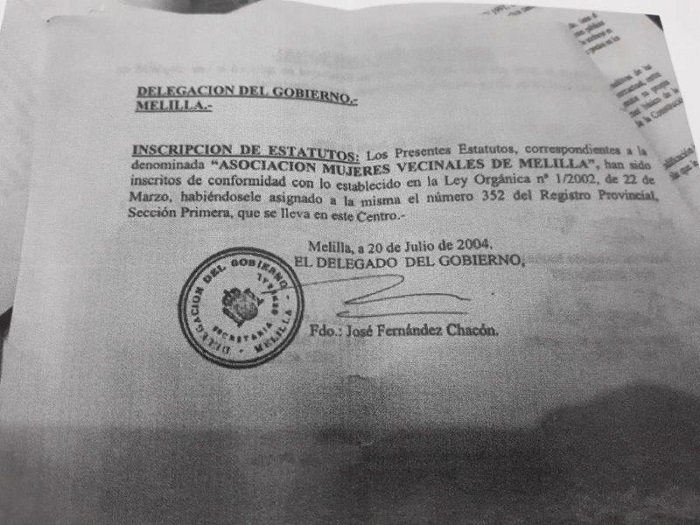 Conesa aportó el certificado de la Delegación del Gobierno con el registro de esta asociación el 20 de julio de 2004